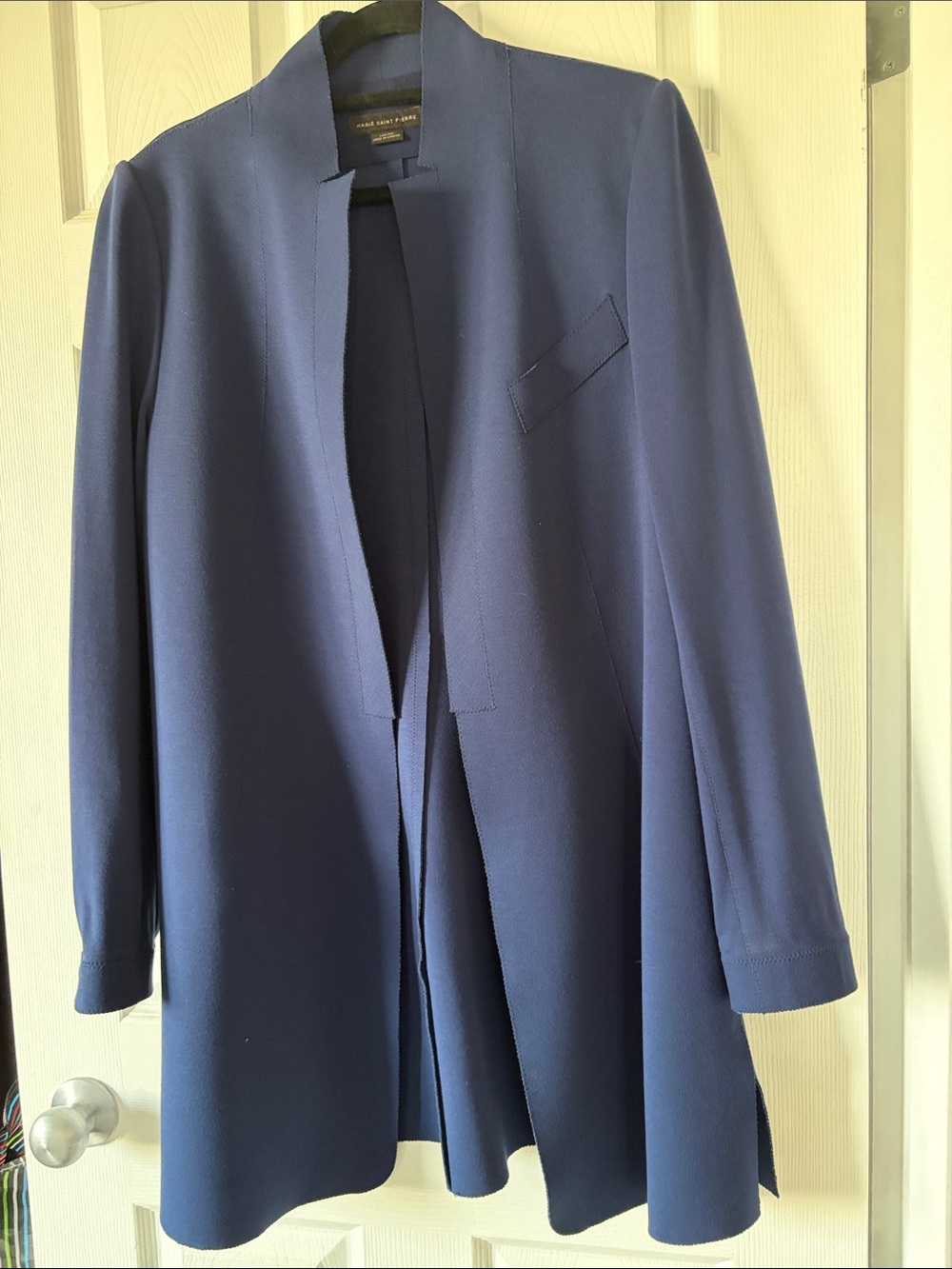 Marie Saint Pierre Royal Blue Open-Front Scuba Blazer Jacket